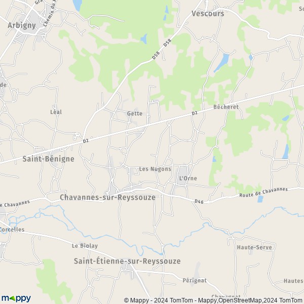 La carte pour la ville de Chavannes-sur-Reyssouze 01190