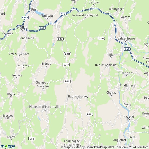 La carte pour la ville de Songieu, 01260 Haut-Valromey