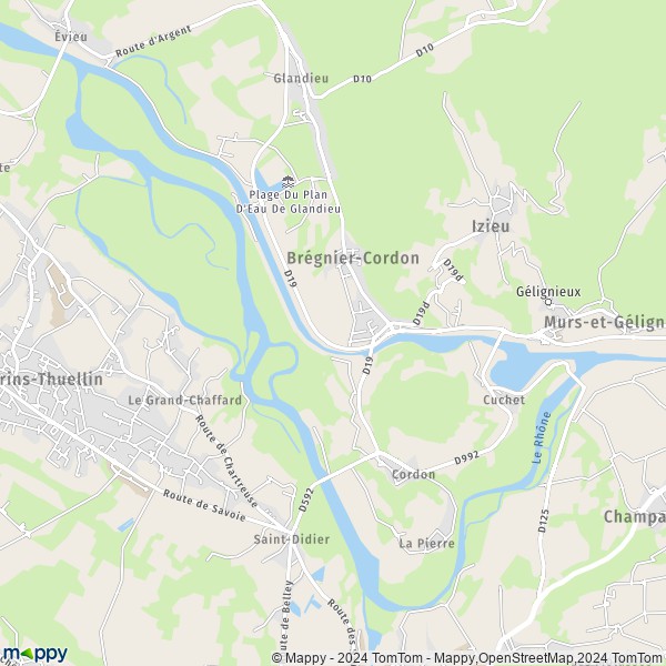 La carte pour la ville de Brégnier-Cordon 01300