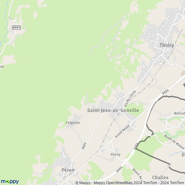 La carte pour la ville de Saint-Jean-de-Gonville 01630