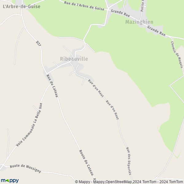 La carte pour la ville de Ribeauville 02110