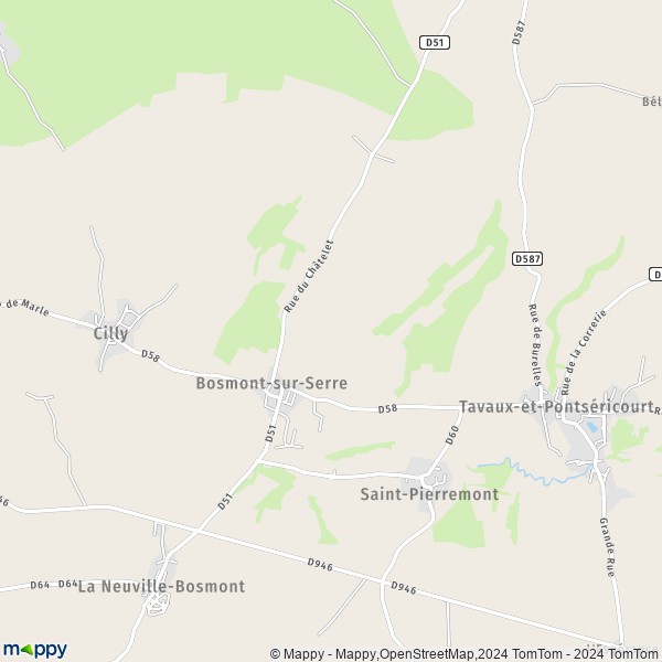La carte pour la ville de Bosmont-sur-Serre 02250