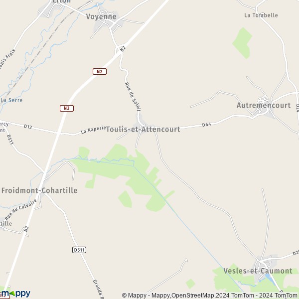 La carte pour la ville de Toulis-et-Attencourt 02250