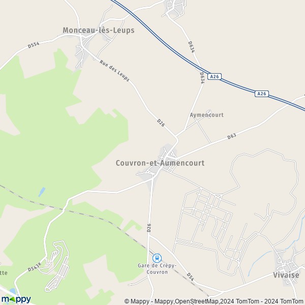 La carte pour la ville de Couvron-et-Aumencourt 02270