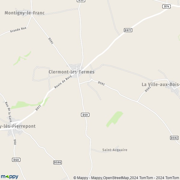 La carte pour la ville de Clermont-les-Fermes 02340