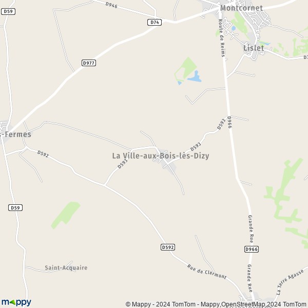 La carte pour la ville de La Ville-aux-Bois-lès-Dizy 02340
