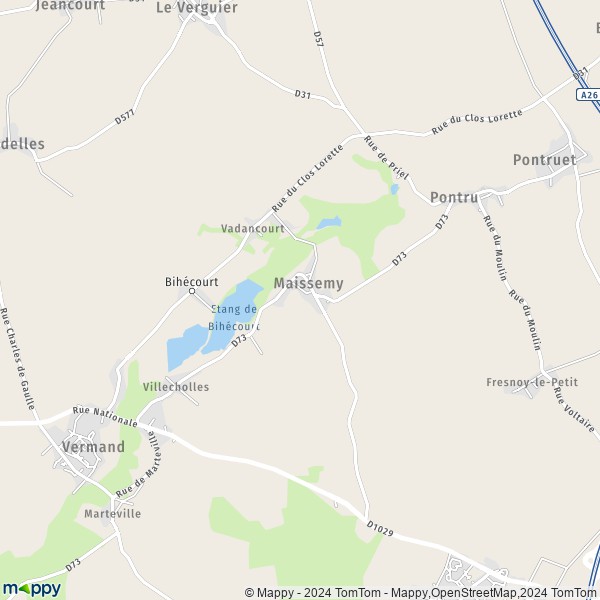 La carte pour la ville de Maissemy 02490