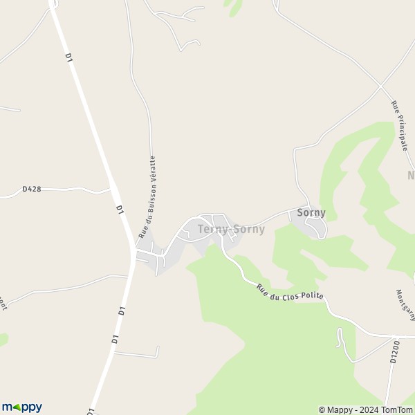 La carte pour la ville de Terny-Sorny 02880