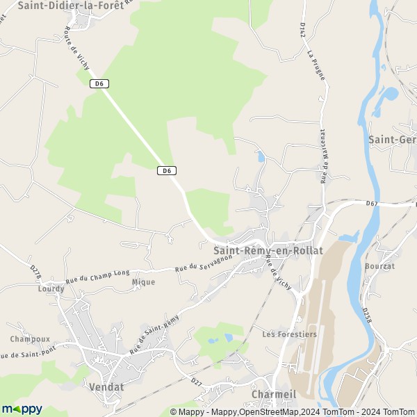 La carte pour la ville de Saint-Rémy-en-Rollat 03110