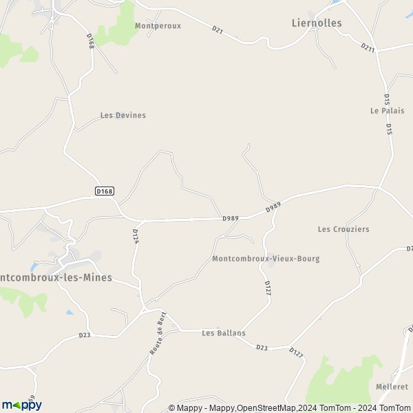 La carte pour la ville de Montcombroux-les-Mines 03130