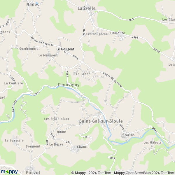 La carte pour la ville de Chouvigny 03450