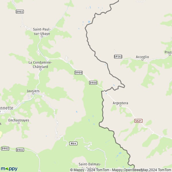La carte pour la ville de Meyronnes, 04530 Val-d'Oronaye