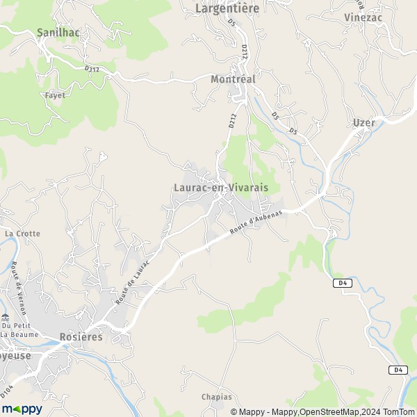 La carte pour la ville de Laurac-en-Vivarais 07110