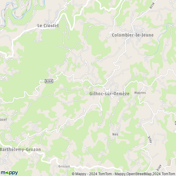 La carte pour la ville de Gilhoc-sur-Ormèze 07270
