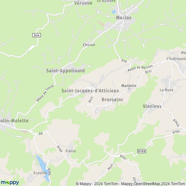 La carte pour la ville de Saint-Jacques-d'Atticieux 07340