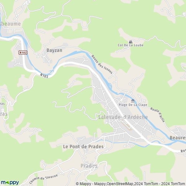 La carte pour la ville de Lalevade-d'Ardèche 07380