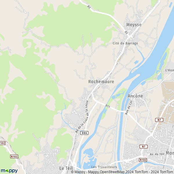 La carte pour la ville de Rochemaure 07400