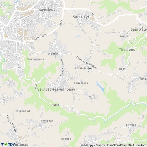 La carte pour la ville de Vernosc-lès-Annonay 07430