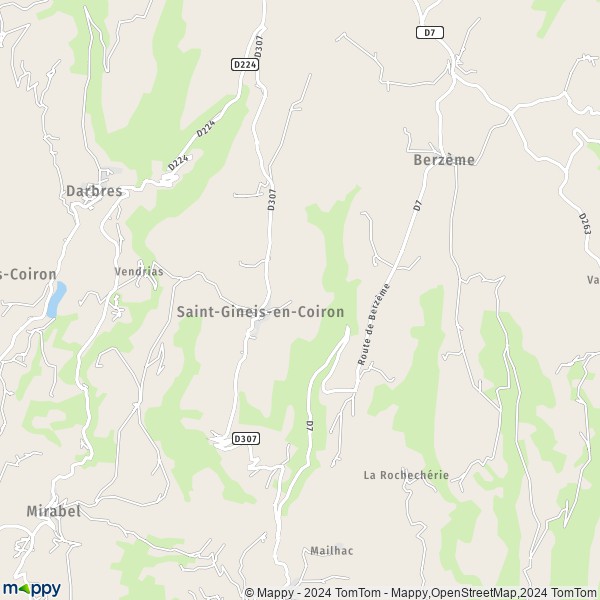 La carte pour la ville de Saint-Gineis-en-Coiron 07580