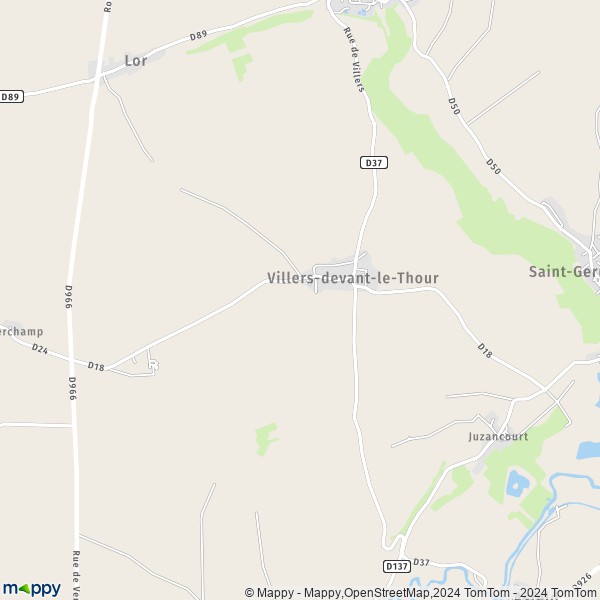 La carte pour la ville de Villers-devant-le-Thour 08190