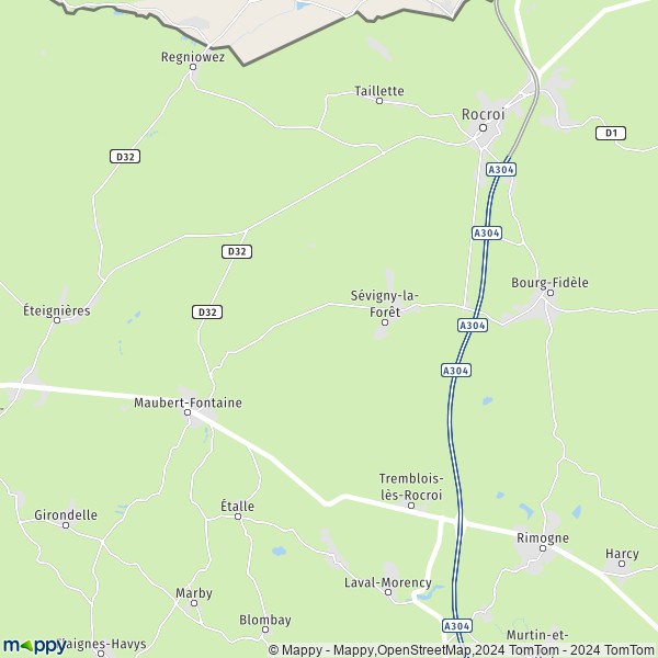 La carte pour la ville de Sévigny-la-Forêt 08230
