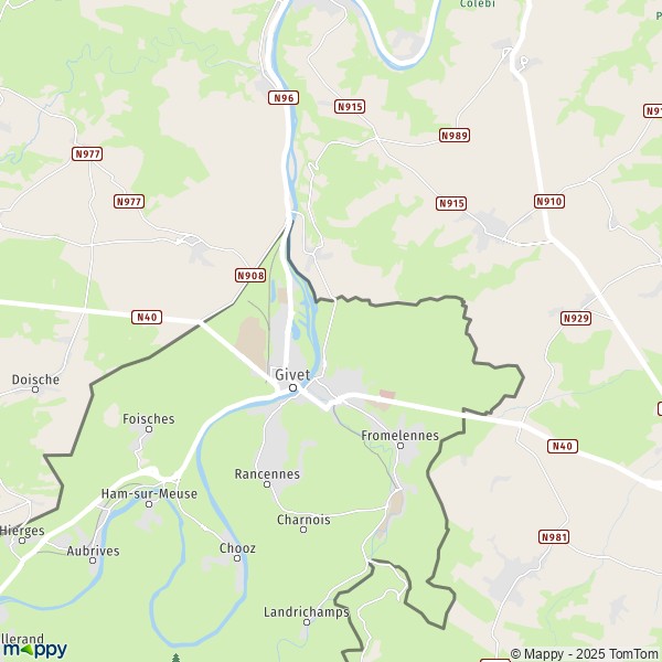 La carte pour la ville de Givet 08600