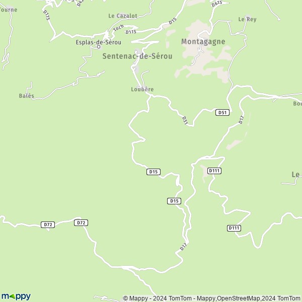 La carte pour la ville de Sentenac-de-Sérou 09240