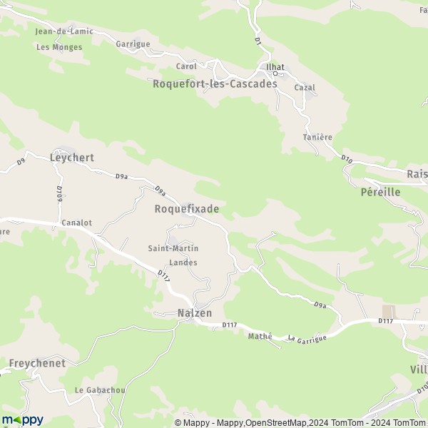 La carte pour la ville de Roquefixade 09300