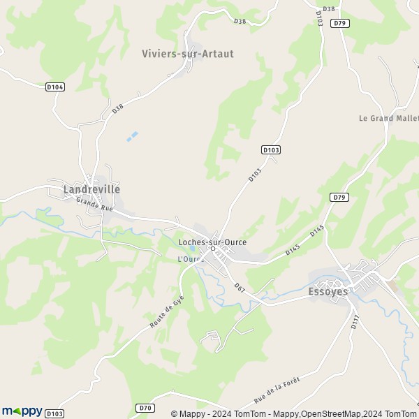 La carte pour la ville de Loches-sur-Ource 10110