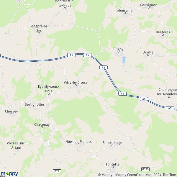 La carte pour la ville de Vitry-le-Croisé 10110