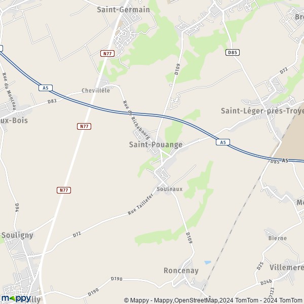 La carte pour la ville de Saint-Pouange 10120