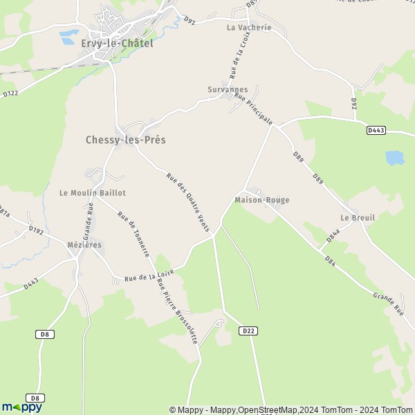 La carte pour la ville de Chessy-les-Prés 10130