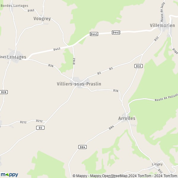 La carte pour la ville de Villiers-sous-Praslin 10210