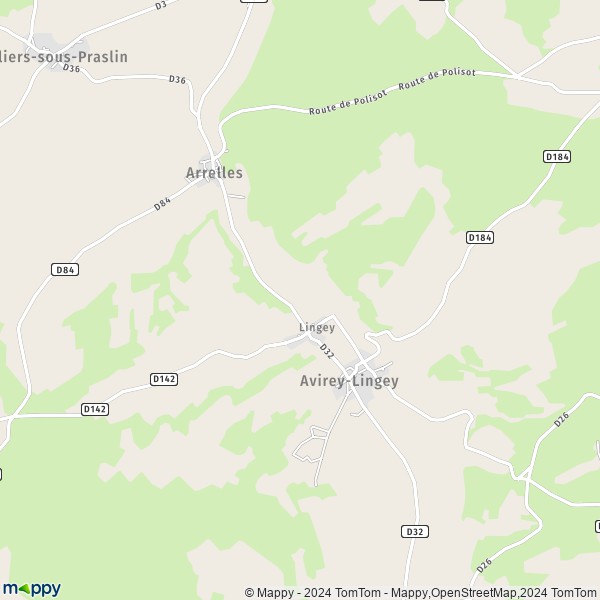 La carte pour la ville de Avirey-Lingey 10340