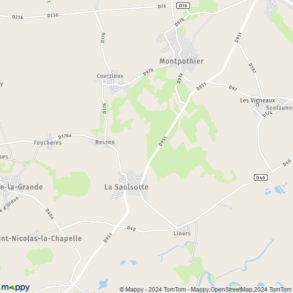 La carte pour la ville de La Saulsotte 10400