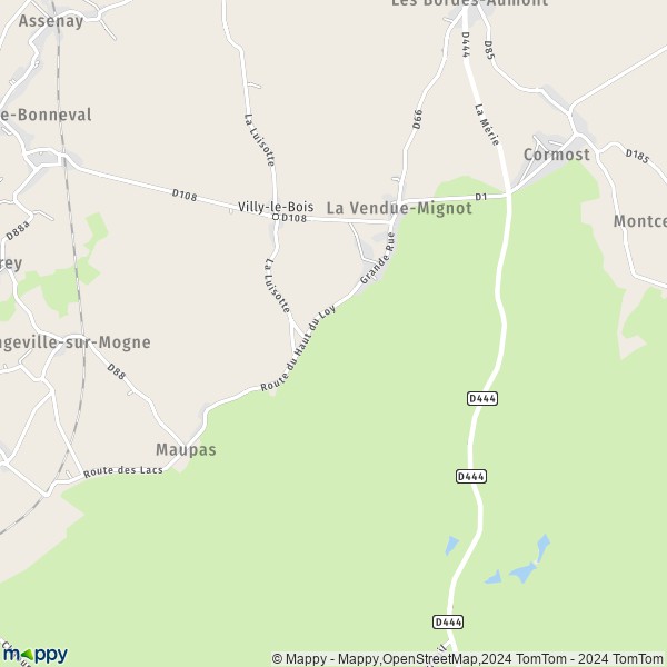 La carte pour la ville de La Vendue-Mignot 10800