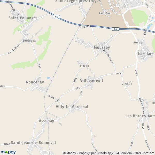 La carte pour la ville de Villemereuil 10800