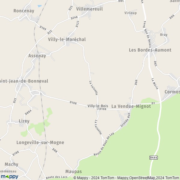 La carte pour la ville de Villy-le-Bois 10800