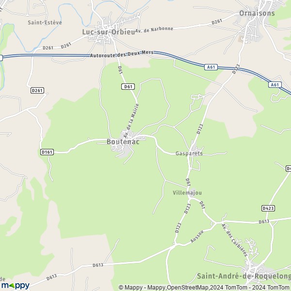 La carte pour la ville de Boutenac 11200