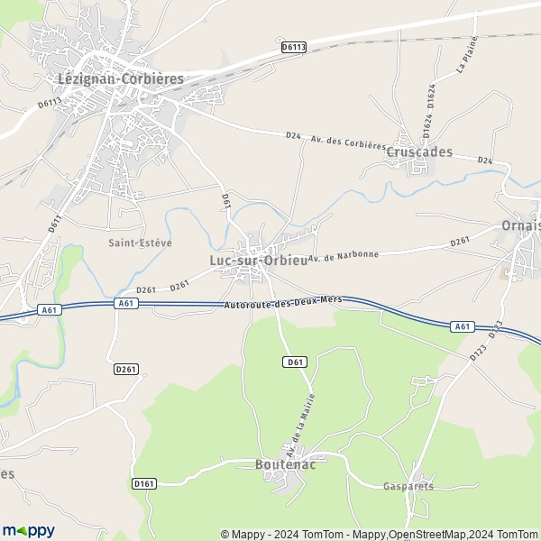 La carte pour la ville de Luc-sur-Orbieu 11200