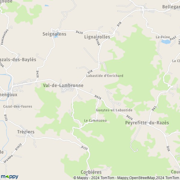 La carte pour la ville de Caudeval, 11230 Val-de-Lambronne
