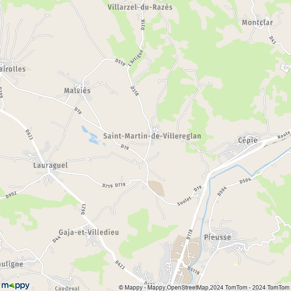 La carte pour la ville de Saint-Martin-de-Villereglan 11300
