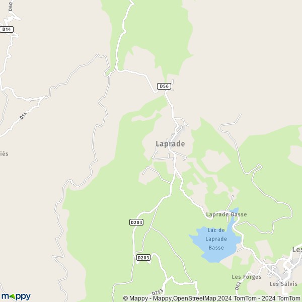 La carte pour la ville de Laprade 11390