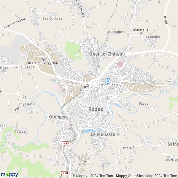 La carte pour la ville de Rodez 12000