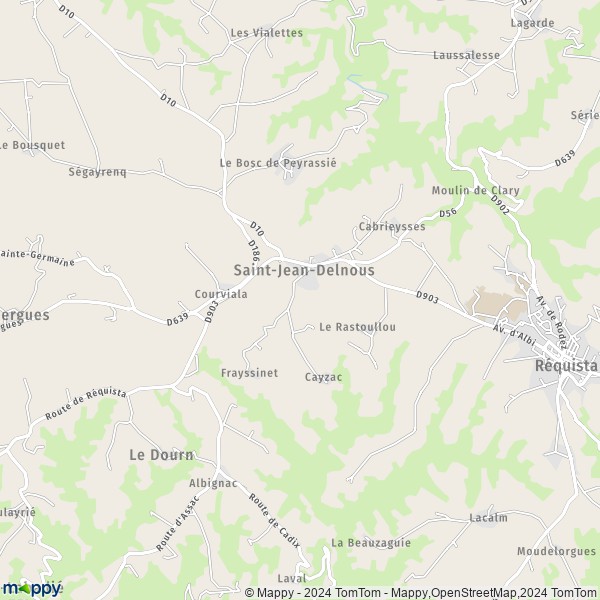 La carte pour la ville de Saint-Jean-Delnous 12170
