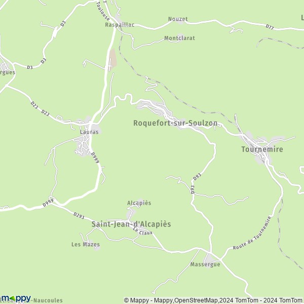 La carte pour la ville de Roquefort-sur-Soulzon 12250