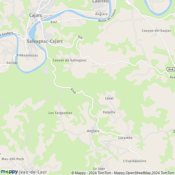 La carte pour la ville de Salvagnac-Cajarc 12260