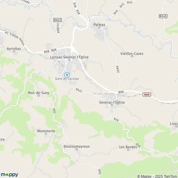 Plan LaissacSévéracl'Église 12310 carte de LaissacSévéracl'Église