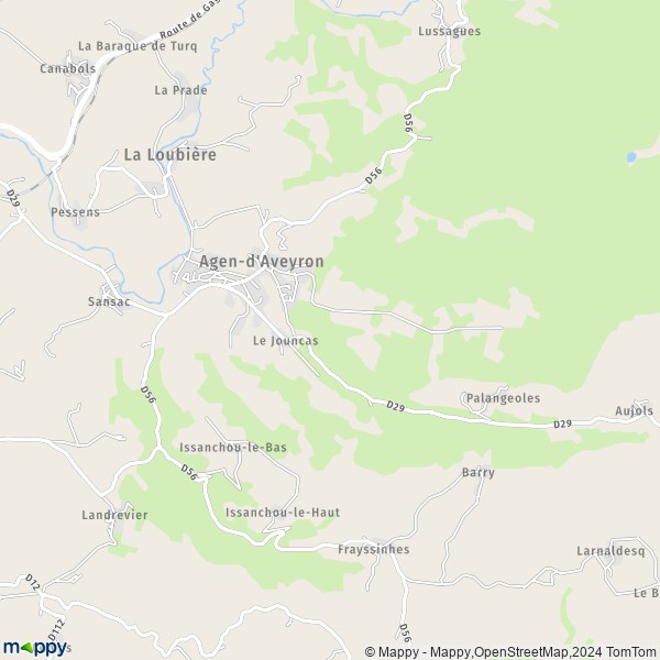 La carte pour la ville de Agen-d'Aveyron 12630
