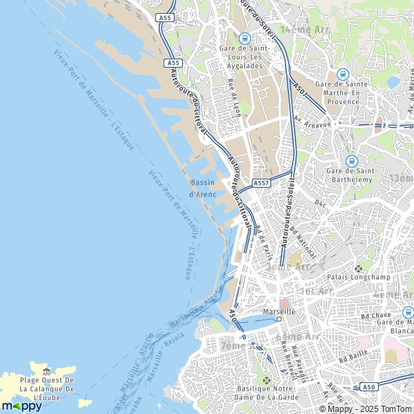 La carte pour la ville de 2e Arrondissement, Marseille